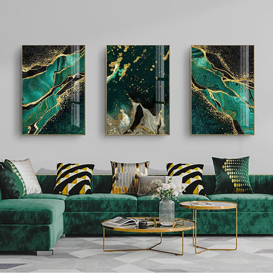 Tableau en toile Golden Green Agate : L'élégance moderne pour vos murs