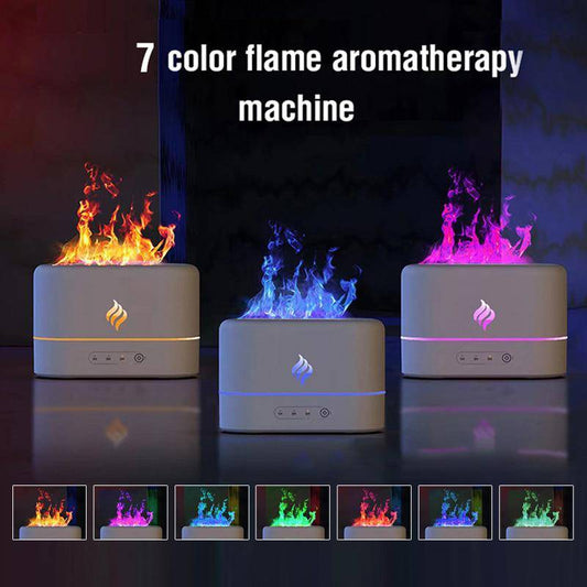 Diffuseur d'Aromathérapie Ultrasonique avec Simulation de Flamme - Humidificateur à Ultrasons avec Éclairage à 7 Couleurs, Filtre Gratuit et Diffusion d'Huiles Essentielles par USB